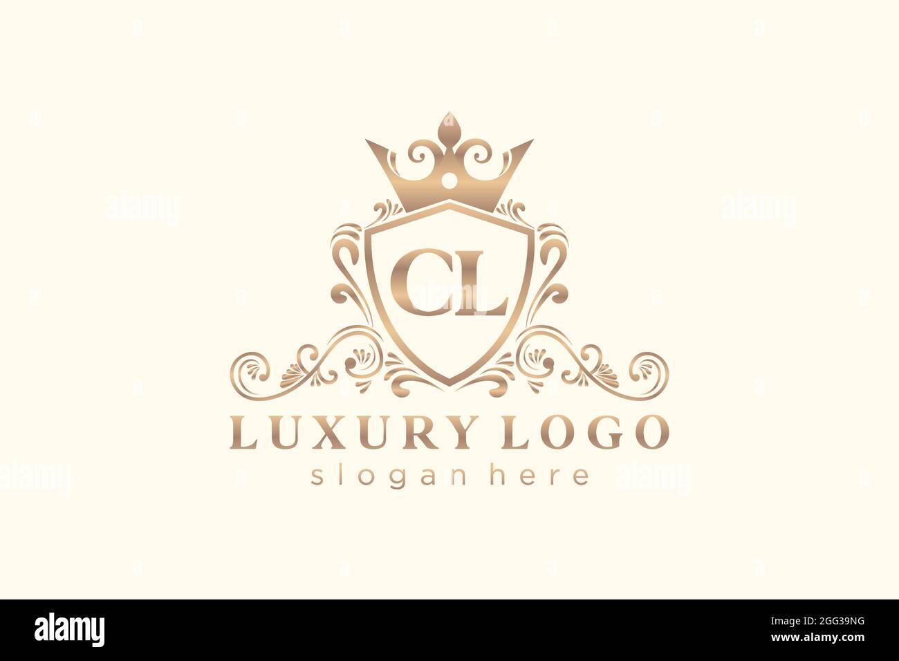 CL Letter Royal Luxury Logo Vorlage in Vektorgrafik für Restaurant, Royalty, Boutique, Cafe, Hotel, Heraldisch, Schmuck, Mode und andere Vektor illustrr Stock Vektor