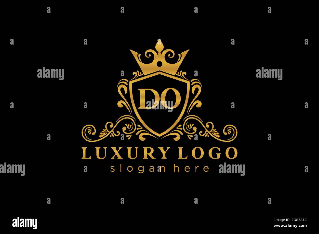 DO Letter Royal Luxury Logo Vorlage in Vektorgrafik für Restaurant, Royalty, Boutique, Cafe, Hotel, Heraldisch, Schmuck, Mode und andere Vektor illustrr Stock Vektor