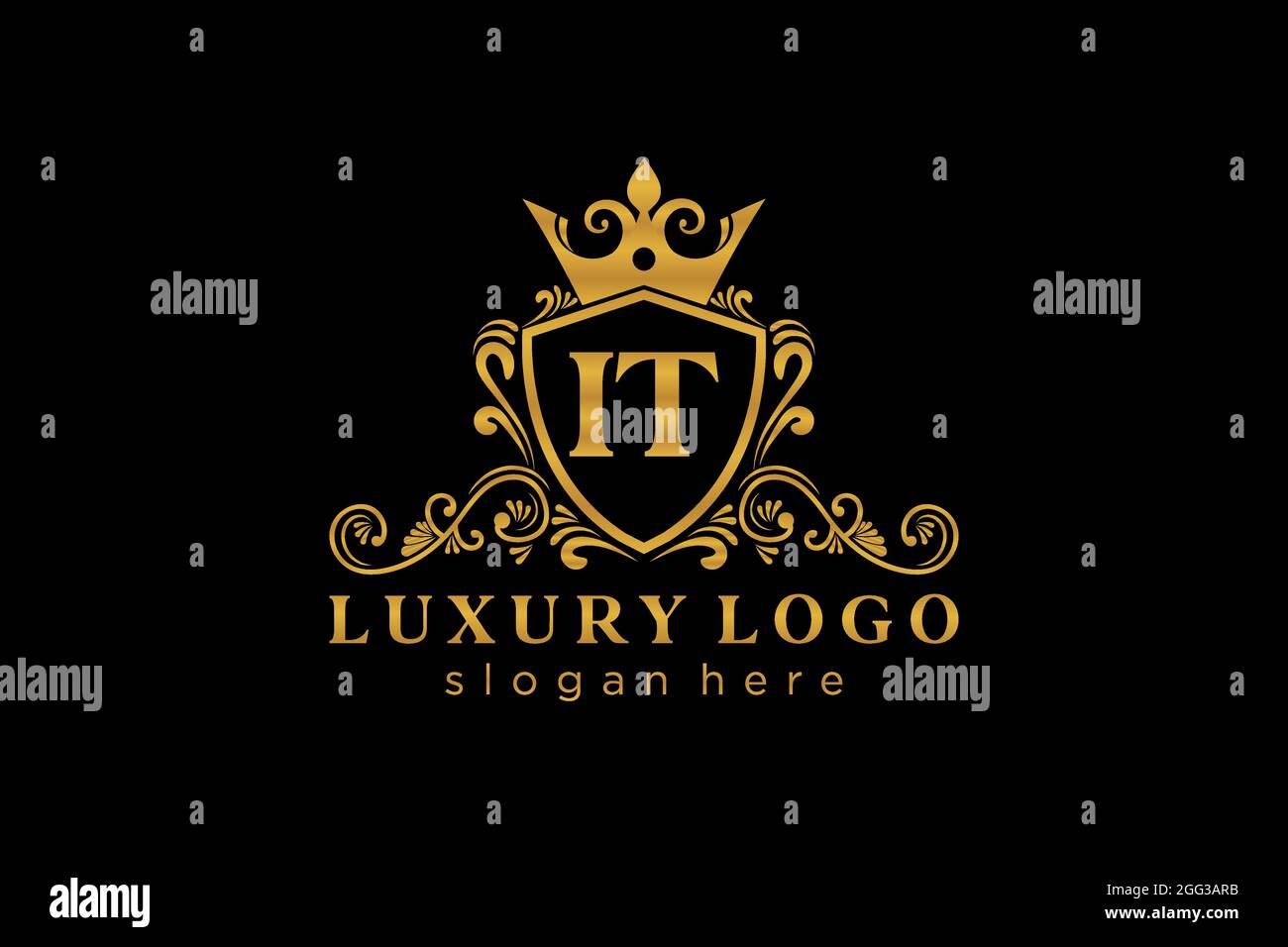 IT Letter Royal Luxury Logo Vorlage in Vektorgrafik für Restaurant, Royalty, Boutique, Cafe, Hotel, Heraldisch, Schmuck, Mode und andere Vektor illustrr Stock Vektor