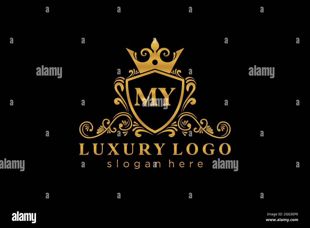 MY Letter Royal Luxury Logo Vorlage in Vektorgrafik für Restaurant, Royalty, Boutique, Cafe, Hotel, Heraldisch, Schmuck, Mode und andere Vektor illustrr Stock Vektor