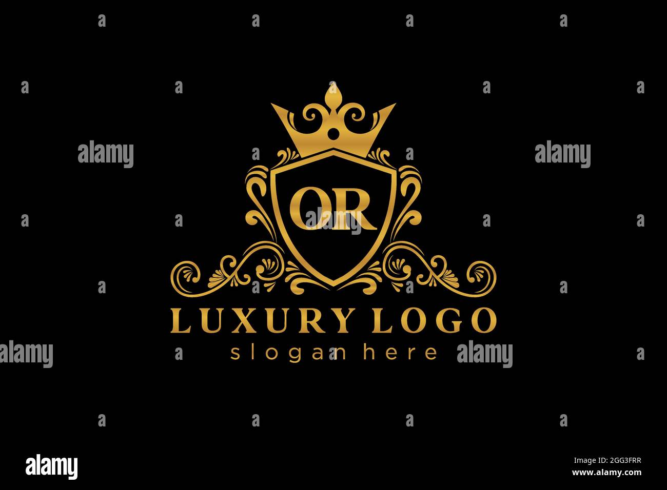 ODER Vorlage für das Royal Luxury Logo in Vektorgrafiken für Restaurant, Royalty, Boutique, Café, Hotel, Heraldisch, Schmuck, Mode und andere Vektor illustrr Stock Vektor