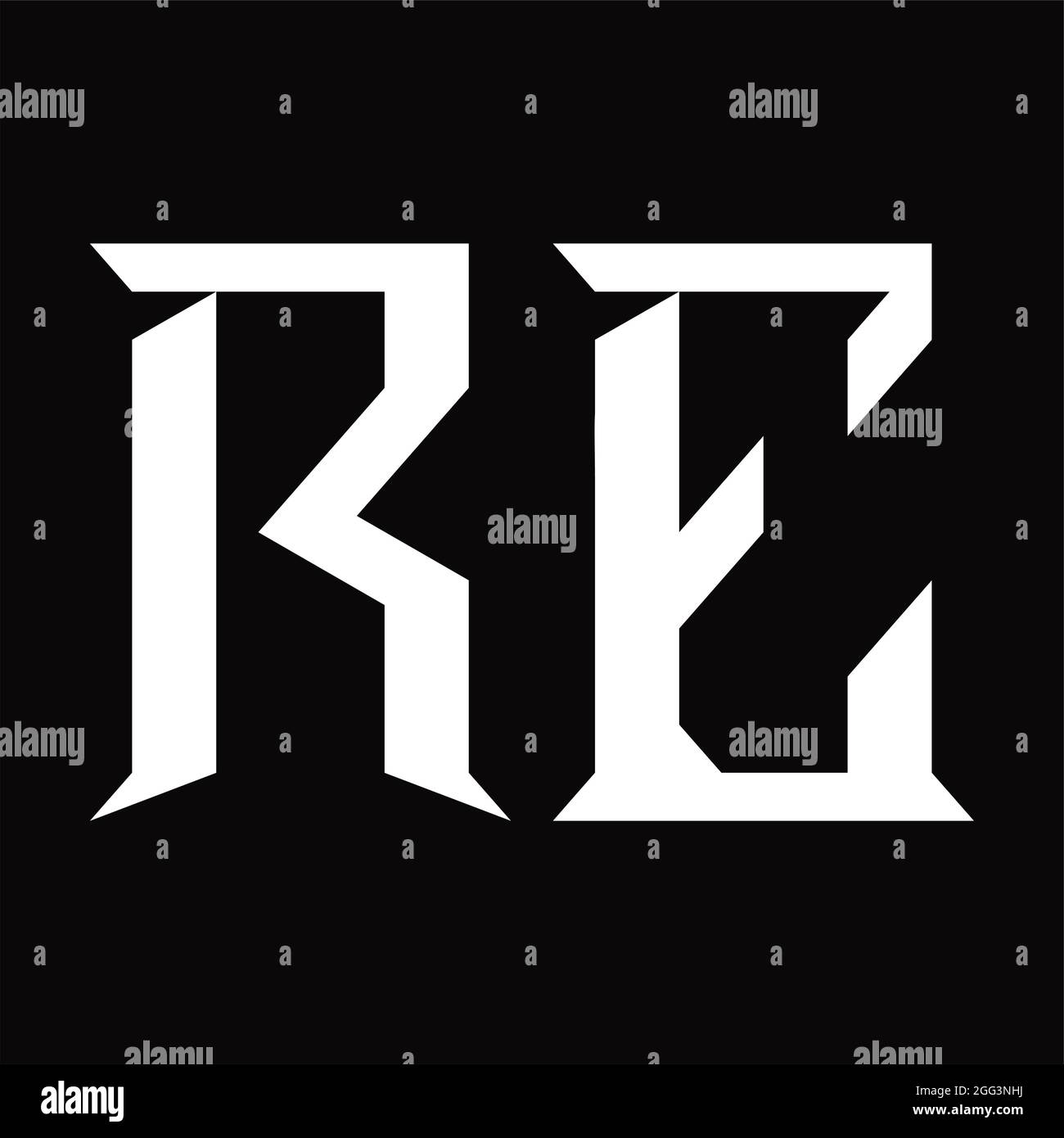 RE Logo-Monogramm mit Slice Shape Blackground Design-Vorlage Stock Vektor