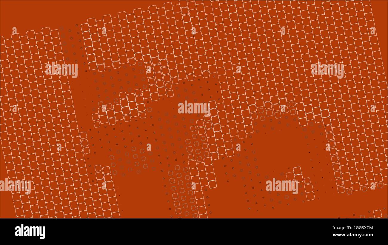 Abstrakte Textur. Quadratisches geometrisches Muster. Orangefarbener Hintergrund. Digitale 2D-Darstellung. Stock Vektor