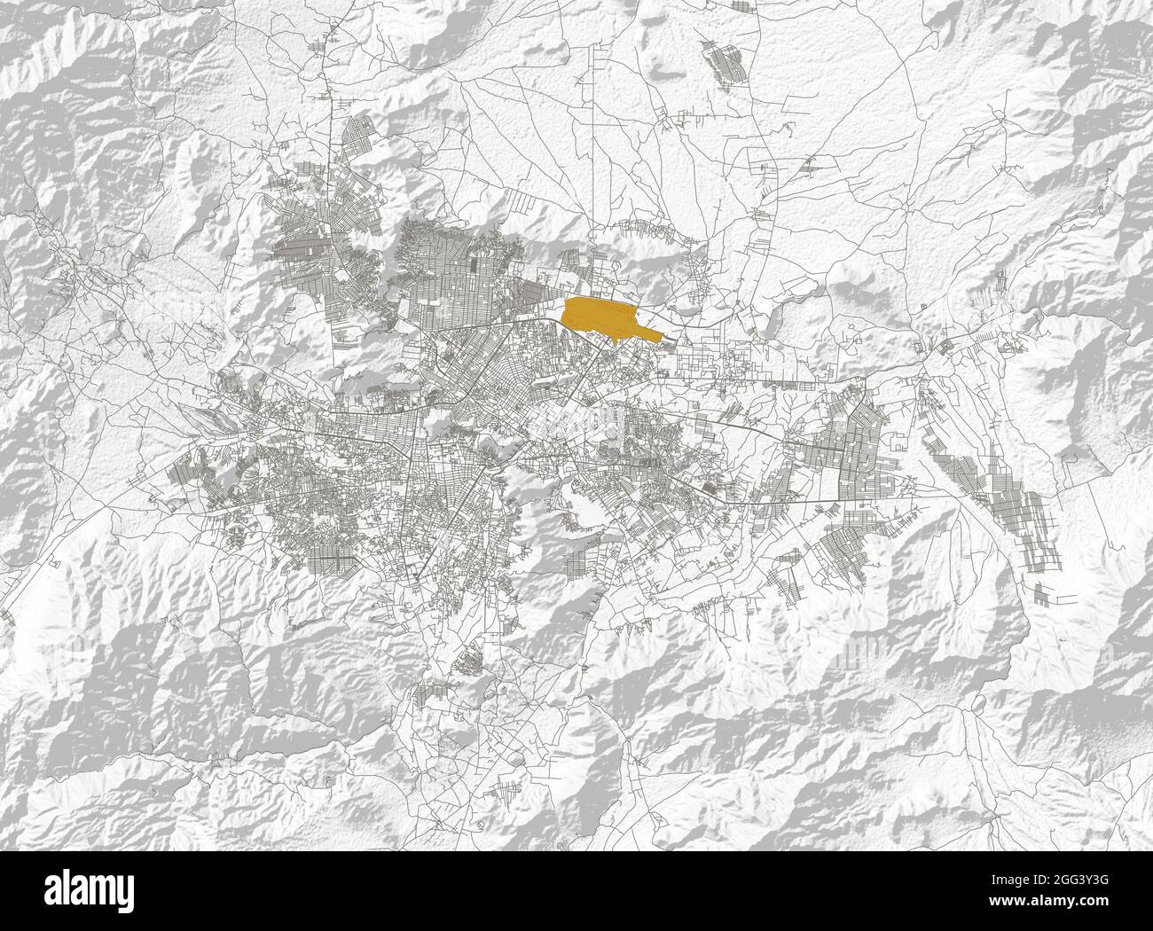 Karte von Kabul, Straßen, Karte der Hauptstadt. Satellitenansicht. Afghanistan. Asien. Stockfoto