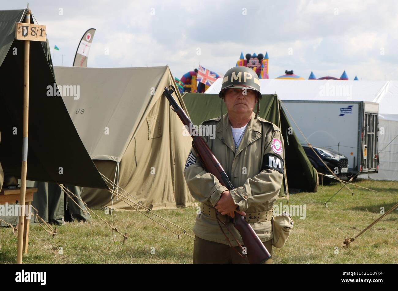 Tanks, Trucks and Firepower Show, Rugby, 2021. August - 1940er Jahre amerikanische Reenactment. Stockfoto