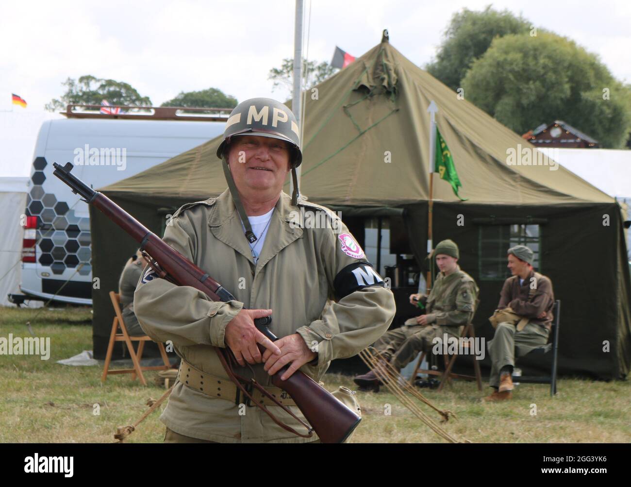 Tanks, Trucks and Firepower Show, Rugby, 2021. August - 1940er Jahre amerikanische Reenactment. Stockfoto