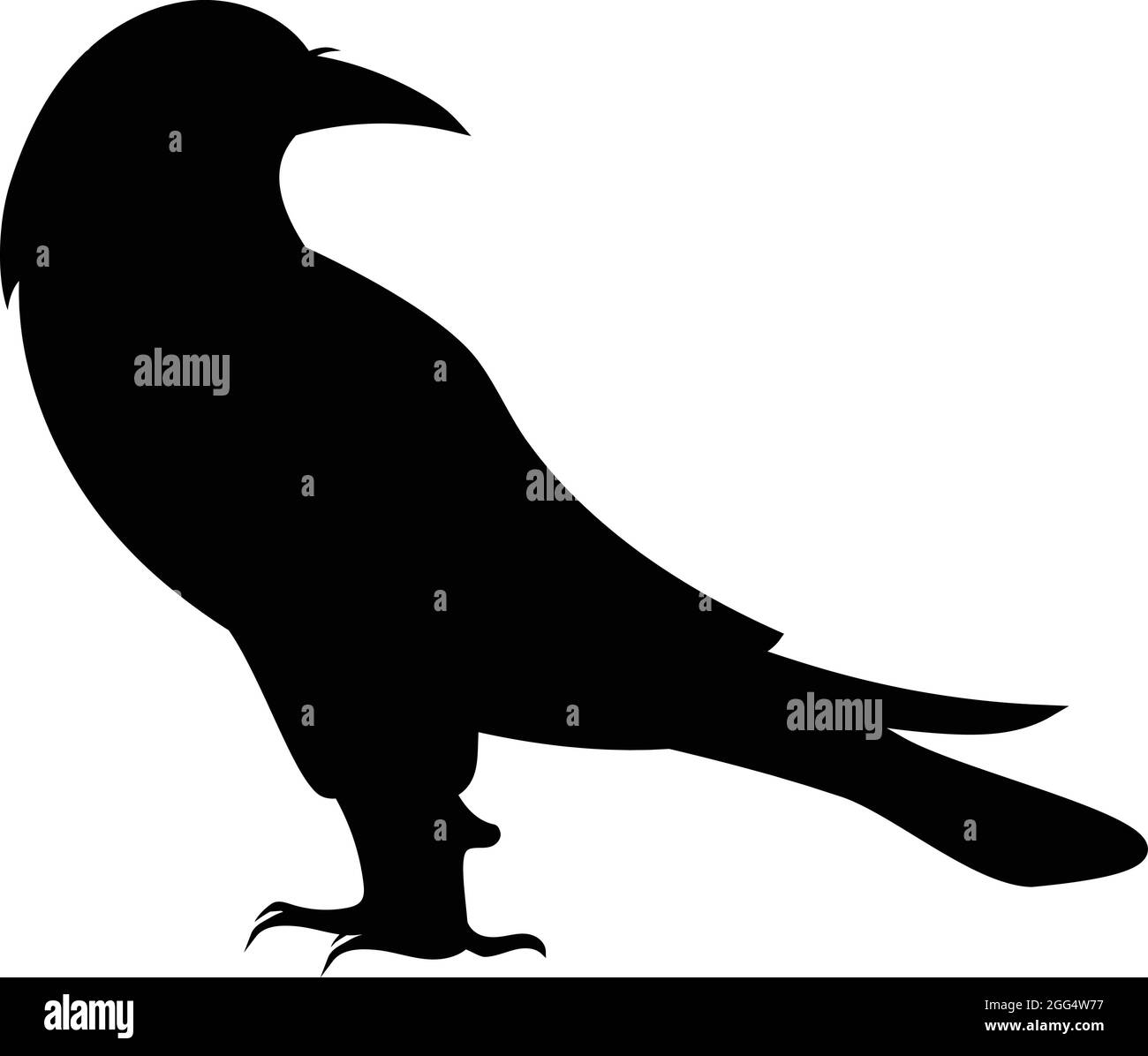 Black Crow Black Bird Silhouette Gegen Weißen Hintergrund Kein Himmel. Freier Vektor Stock Vektor