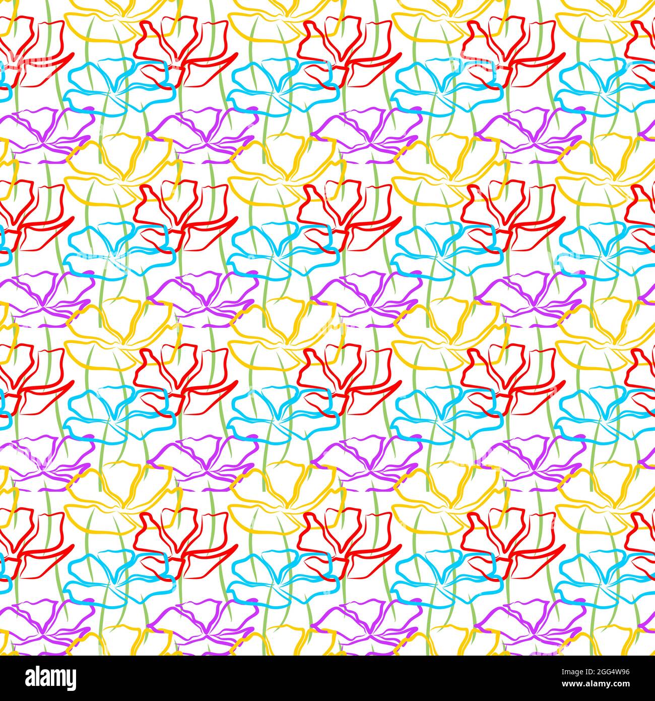 Handgezeichnetes Blumenmuster zum Bedrucken von Kleidung, Stoff, Geschenkpapier, Blumenhintergrund, Tapete Stock Vektor