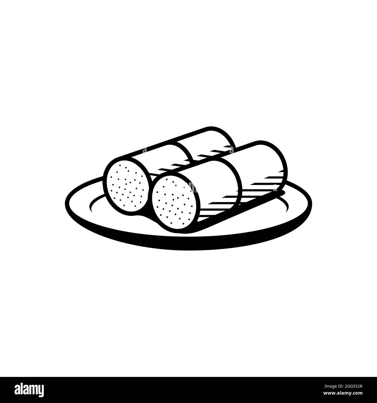 südindisches Frühstückgericht Dampf Reiskuchen auch bekannt Kerala Puttu Outine Skizze Stock Vektor