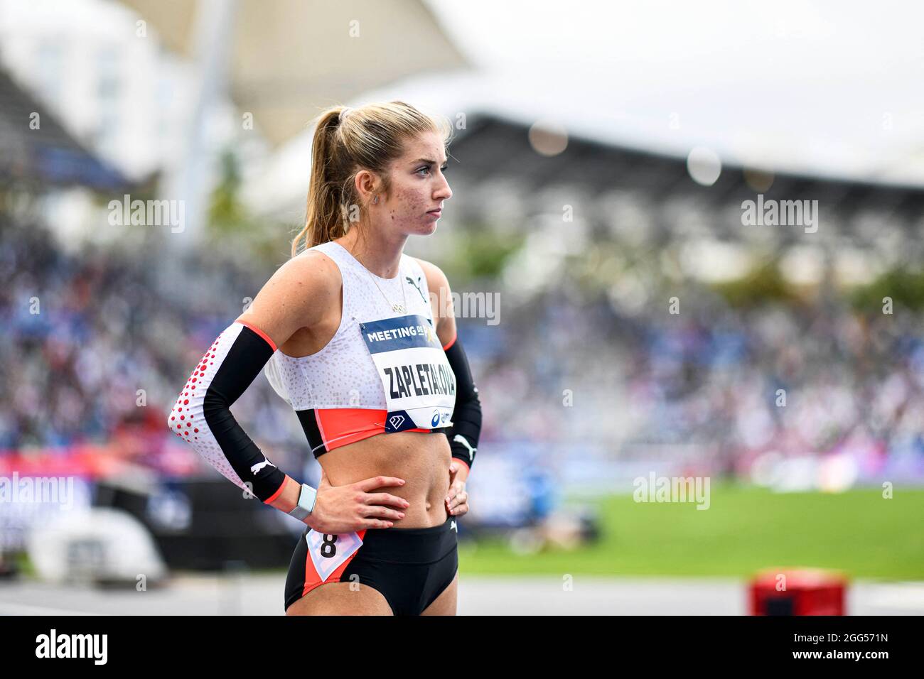 Emma Zapletalova aus der Slowakei tritt während der IAAF Wanda Diamond League, Meeting de Paris Athletics Veranstaltung am 28. August 2021 im Charlety Stadion in Paris, Frankreich, an. Foto von Victor Joly/ABACAPRESS.COM Stockfoto