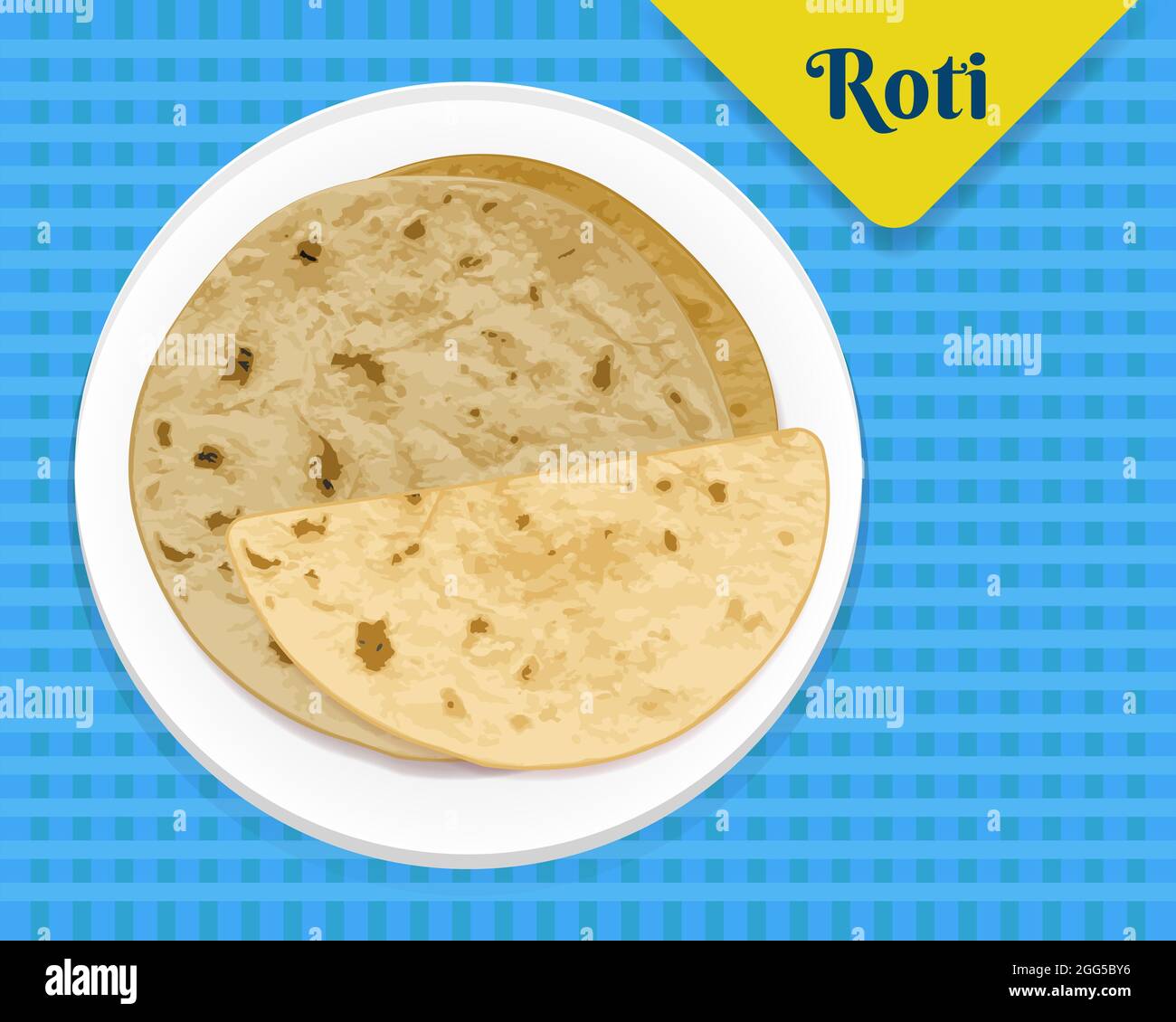 Der berühmte indische Roti oder Paratha. Roti in der Abbildung oben. Stock Vektor