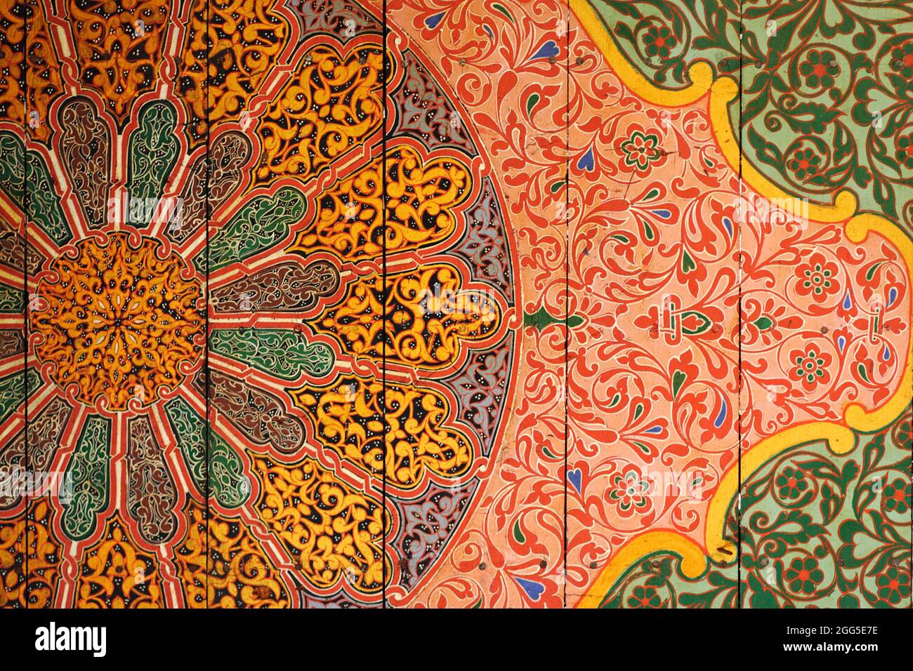 Detail des Bahia Palastes der Decke in Marrakesch, Marokko Stockfoto