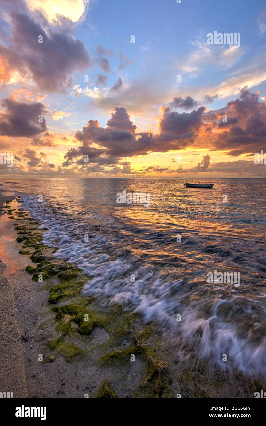 Sonnenuntergang in Le Morne Brabant, Mauritius Stockfoto