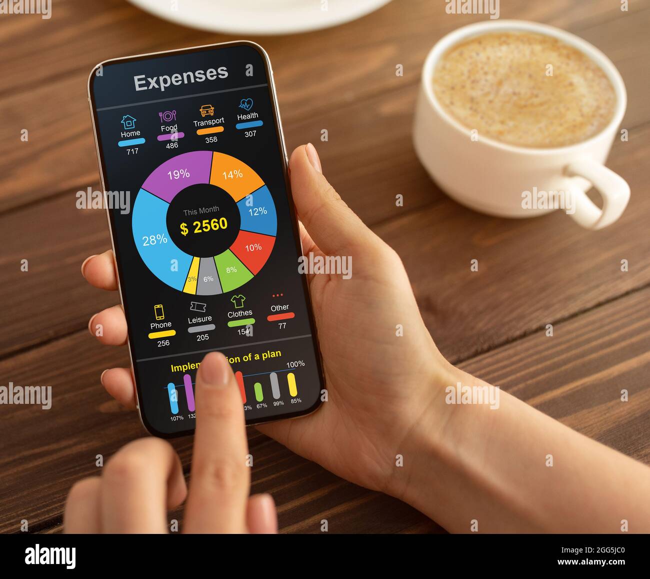 Mobile Phone App Für Geld-, Budget- Und Spesenverfolgung Stockfoto