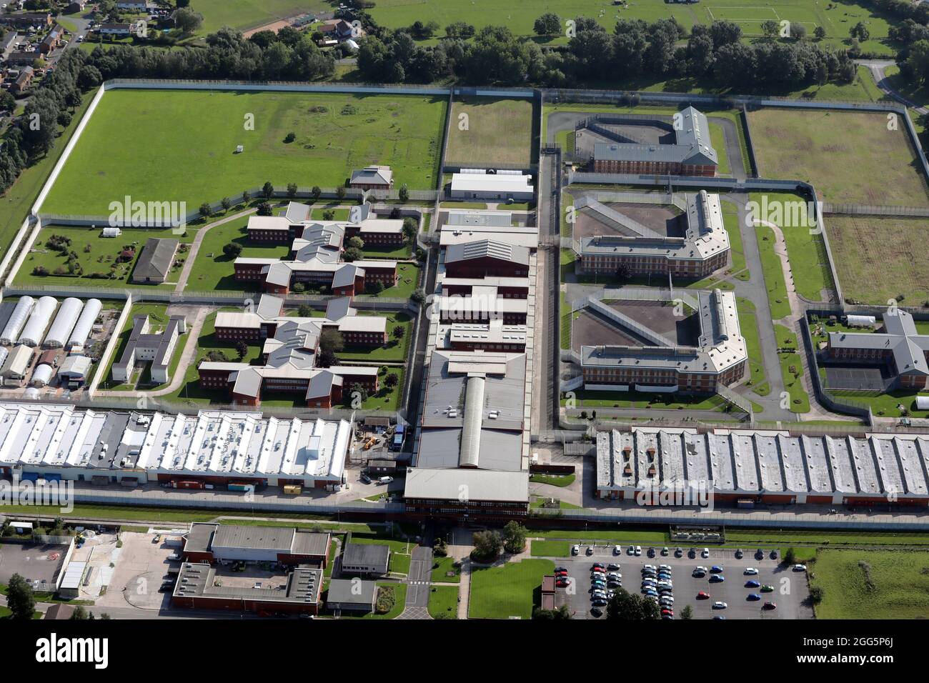 Luftaufnahme des HM Prison Wymott bei Leyland, Lancashire Stockfoto