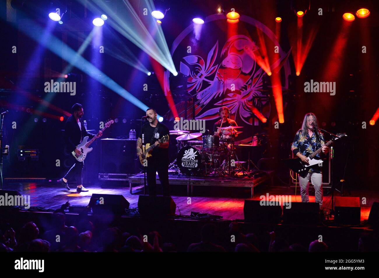 Fort Lauderdale, FL, USA. August 2021. Nick Ghanbarian, Chris Guglielmo, Anthony Raneri und Jack O'Shea von Bayside treten am 28. August 2021 bei Revolution Live in Fort Lauderdale, Florida, auf. Quelle: Mpi04/Media Punch/Alamy Live News Stockfoto