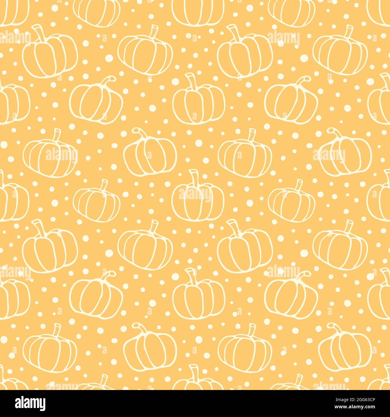 Kürbisse nahtloses Muster, orangefarbener monochromer Hintergrund Stock Vektor