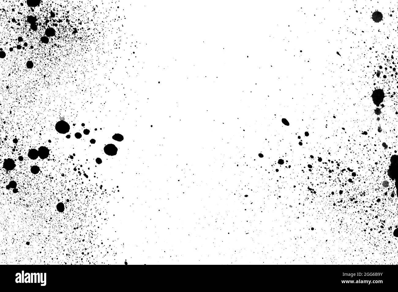 Tintenspritzer-Muster, Schwarzer Aquarell-Splatter-Hintergrund. Stockfoto