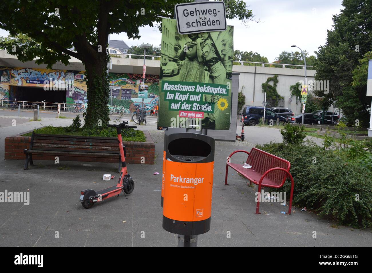 Wahlplakat der Allianz 90/die Grünen am Dürerplatz in Schöneberg, Berlin - 22. August 2021. Stockfoto