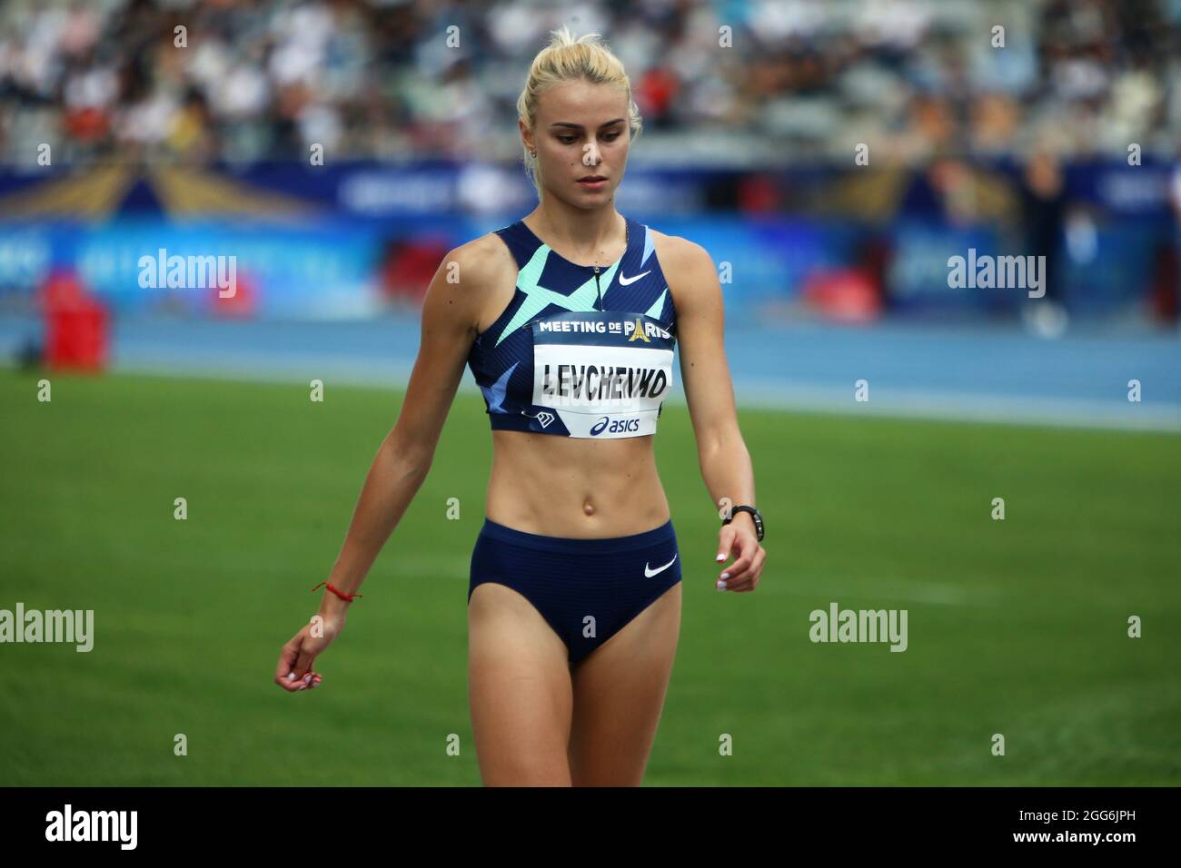Yuliya Levchenko aus der Ukraine Hochsprung-Frauen während der IAAF Wanda Diamond League, Meeting de Paris Leichtathletik-Veranstaltung am 28. August 2021 im Charlety-Stadion in Paris, Frankreich - Foto Laurent Lairys / DPPI Stockfoto