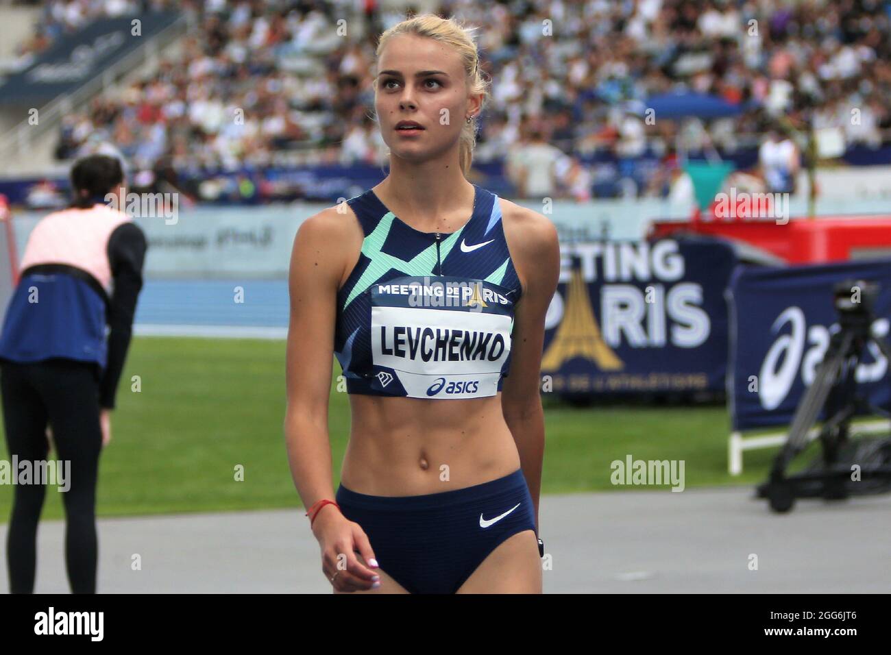 Yuliya Levchenko aus der Ukraine Hochsprung-Frauen während der IAAF Wanda Diamond League, Meeting de Paris Leichtathletik-Veranstaltung am 28. August 2021 im Charlety-Stadion in Paris, Frankreich - Foto Laurent Lairys / DPPI Stockfoto