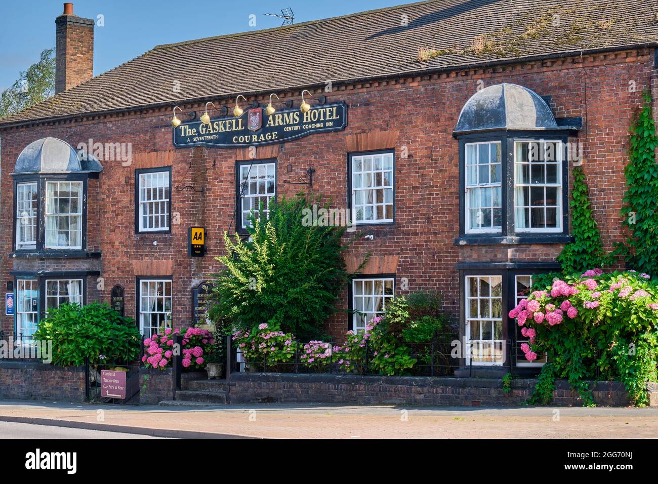 Gaskell Arms, an der Kreuzung Victoria Road/Bridgnorth Road, Much Wenlock, Shropshire Stockfoto