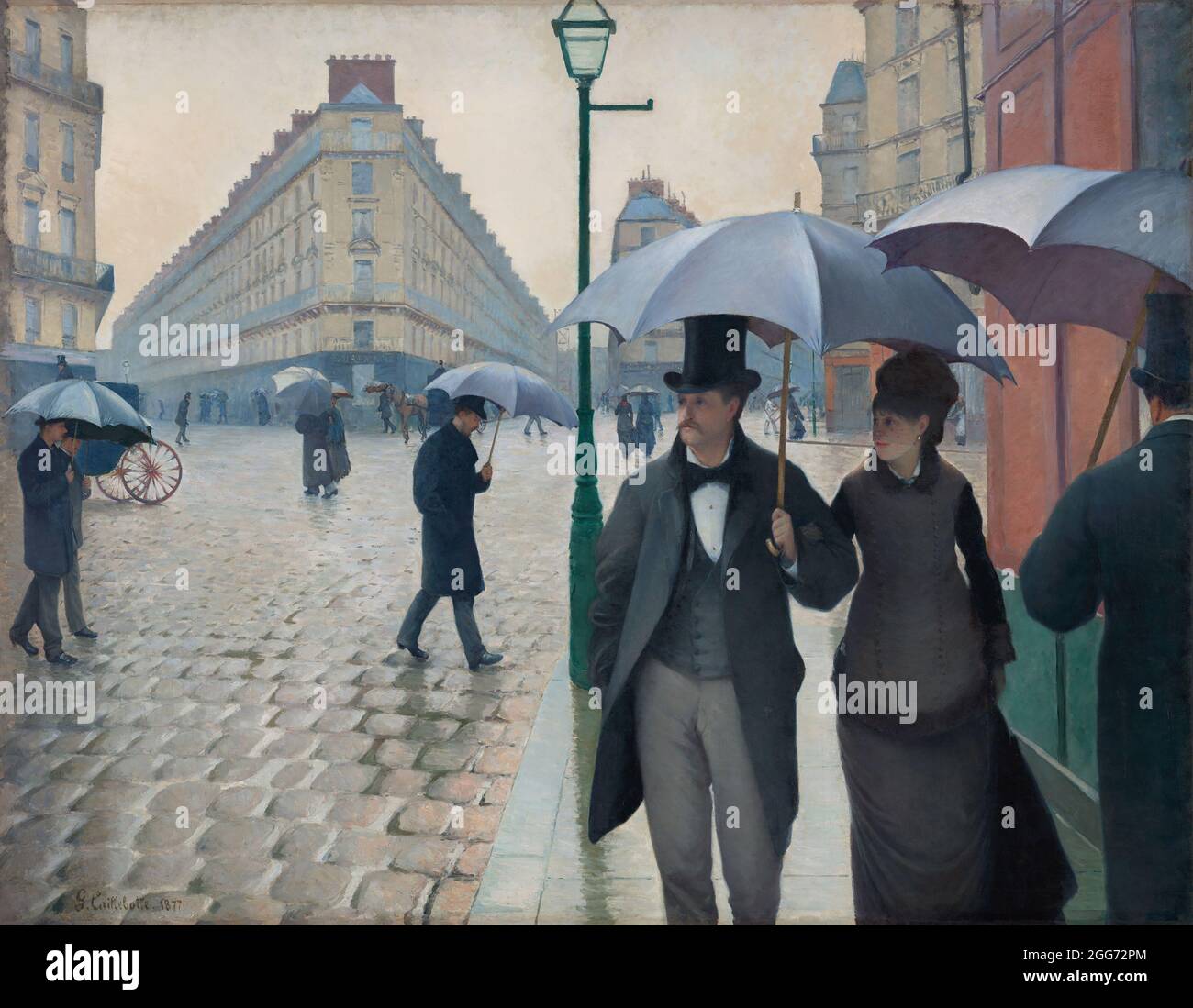 Paris Street; Rainy Day 1877 von Gustave Caillebotte Stockfoto