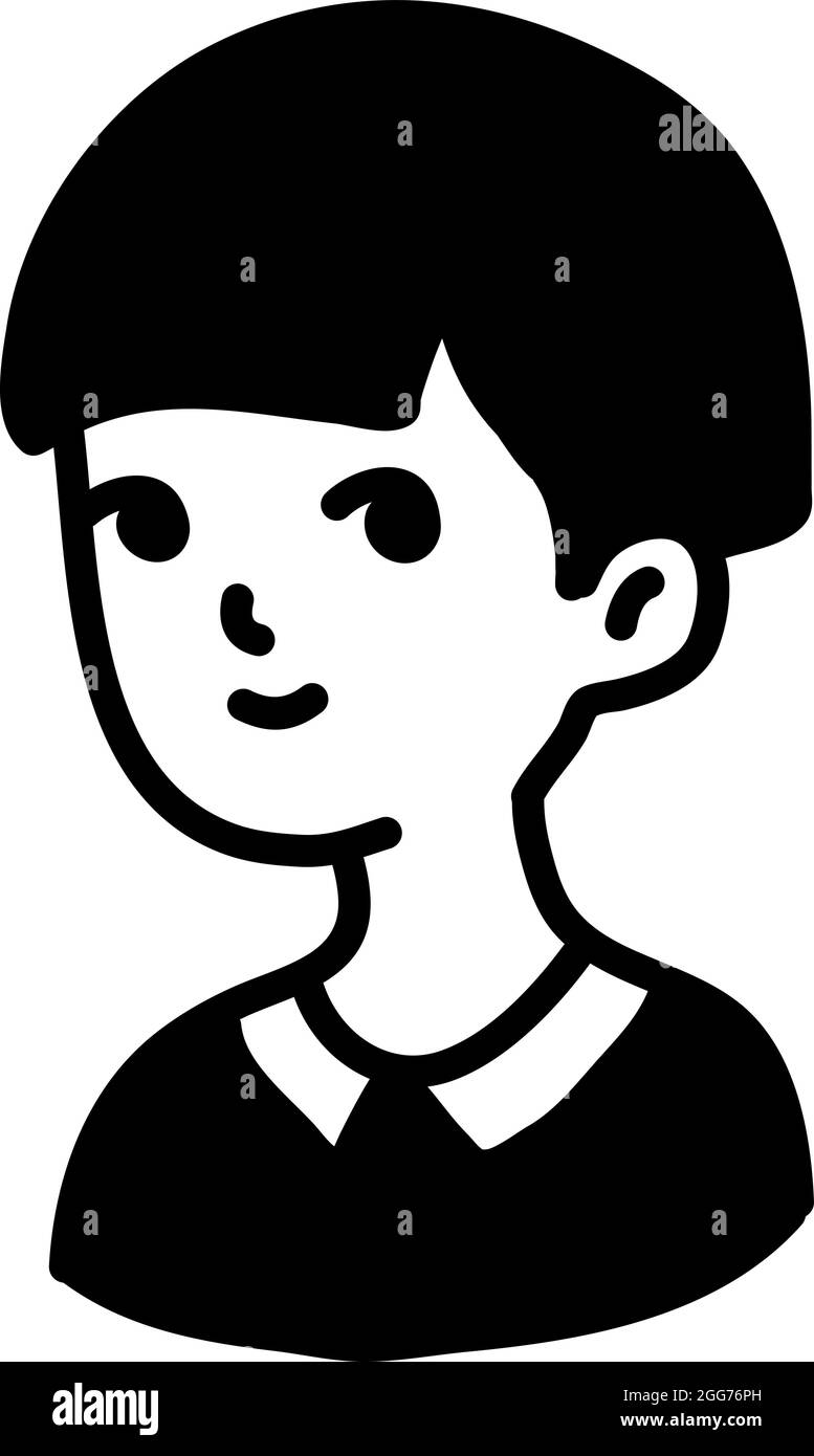 Dunkelhaariges Mädchen mit sehr kurzen Haaren, Symbolillustration, Vektor auf weißem Hintergrund Stock Vektor