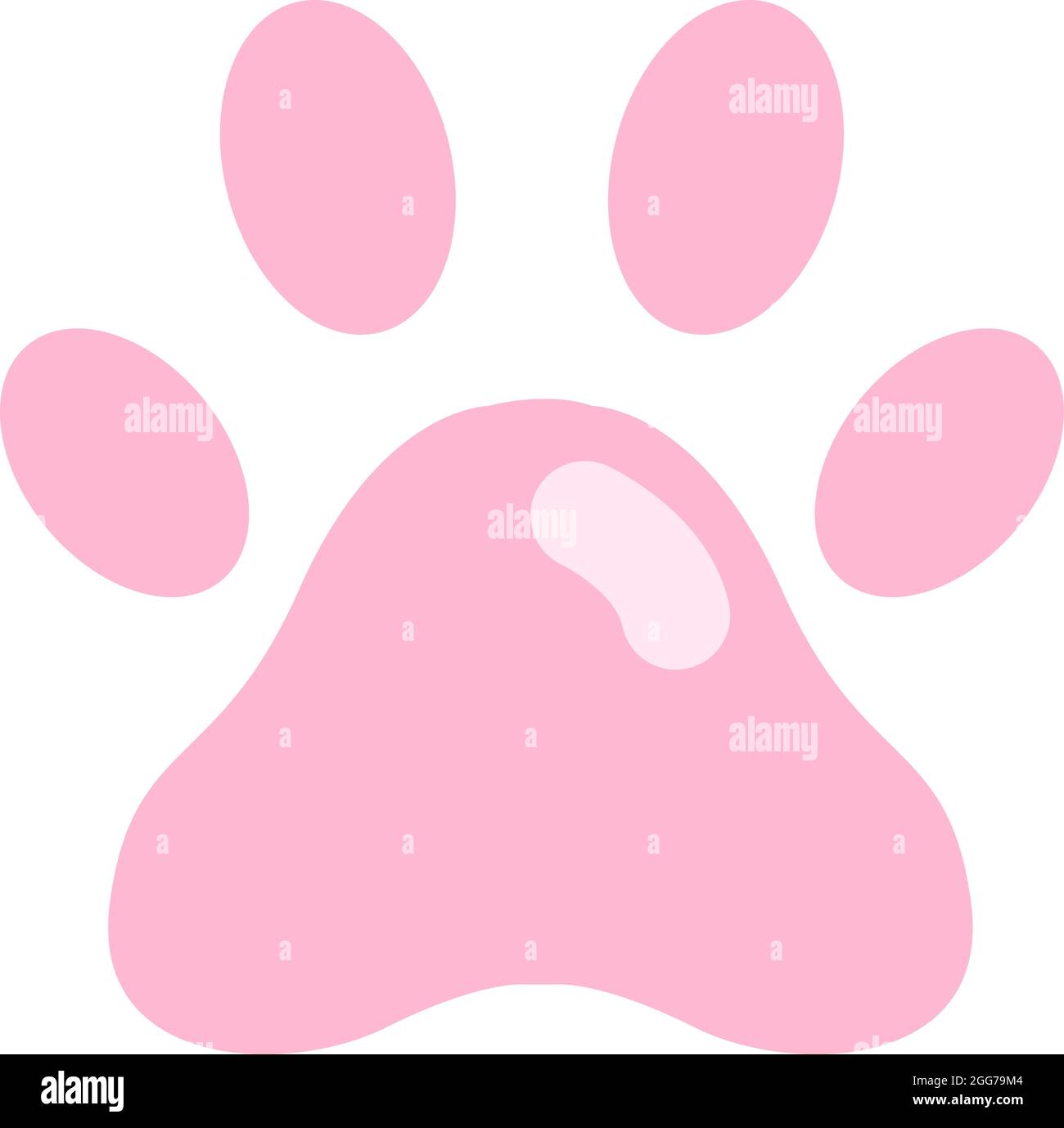 Rosa Katzenpfote, Symbolillustration, Vektor auf weißem Hintergrund Stock Vektor