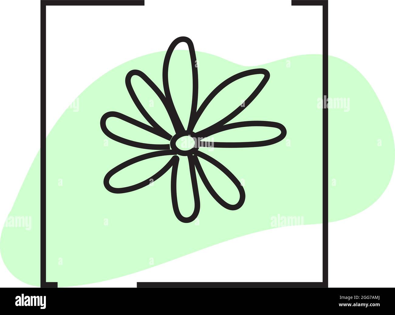Blume mit acht dünnen Blütenblättern, Symbolillustration, Vektor auf weißem Hintergrund Stock Vektor