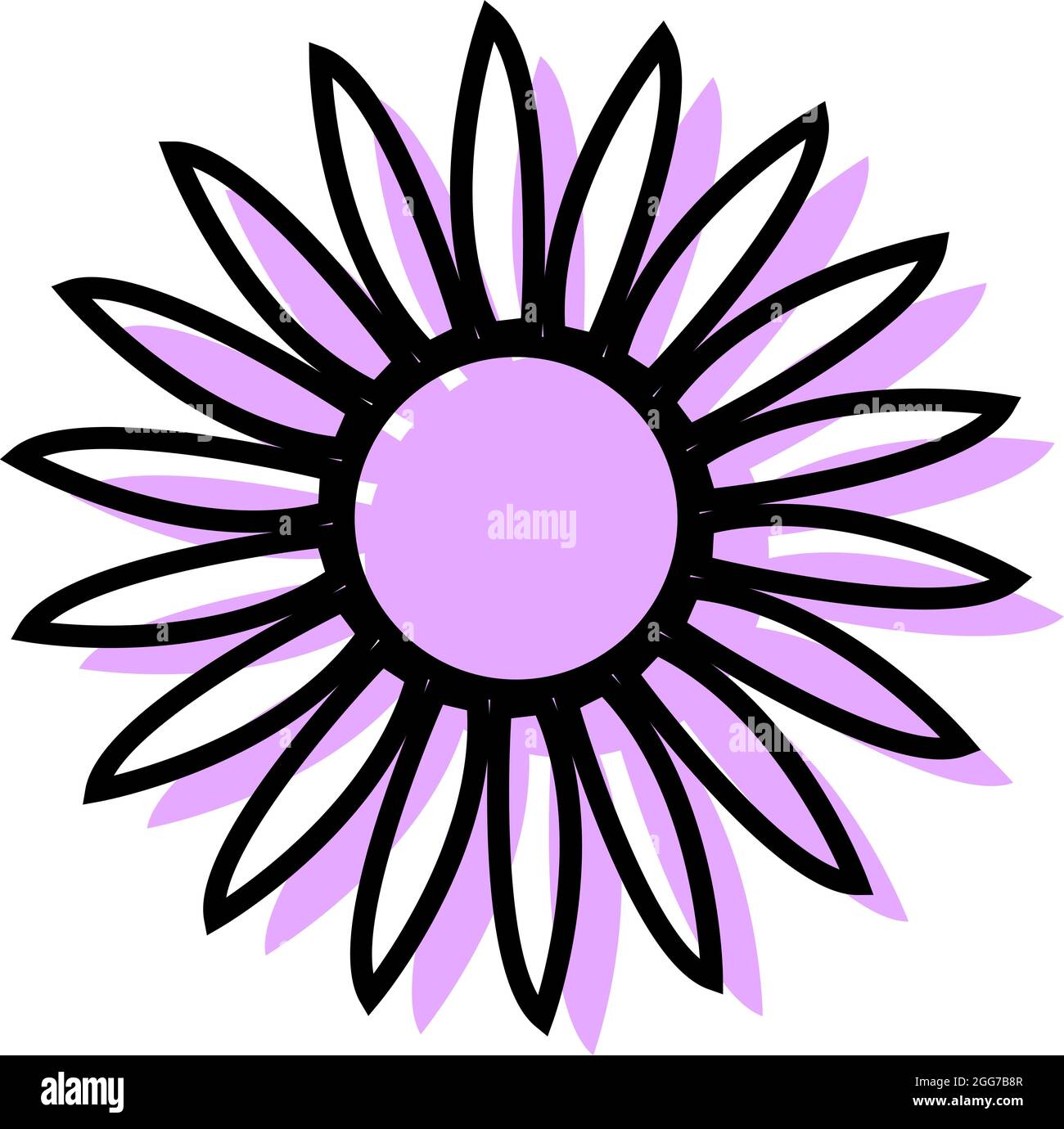 Blume mit dünnen Blütenblättern, Symbolillustration, Vektor auf weißem Hintergrund Stock Vektor