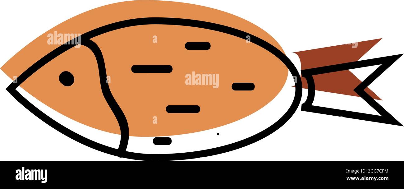 Orangefarbener Fisch mit langem Schwanz, Symbolillustration, Vektor auf weißem Hintergrund Stock Vektor