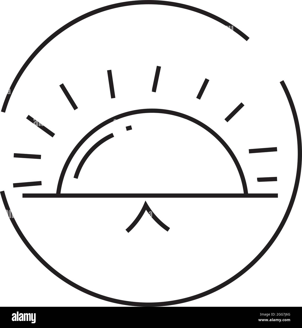 Untergehende Sonne, Symboldarstellung, Vektor auf weißem Hintergrund Stock Vektor