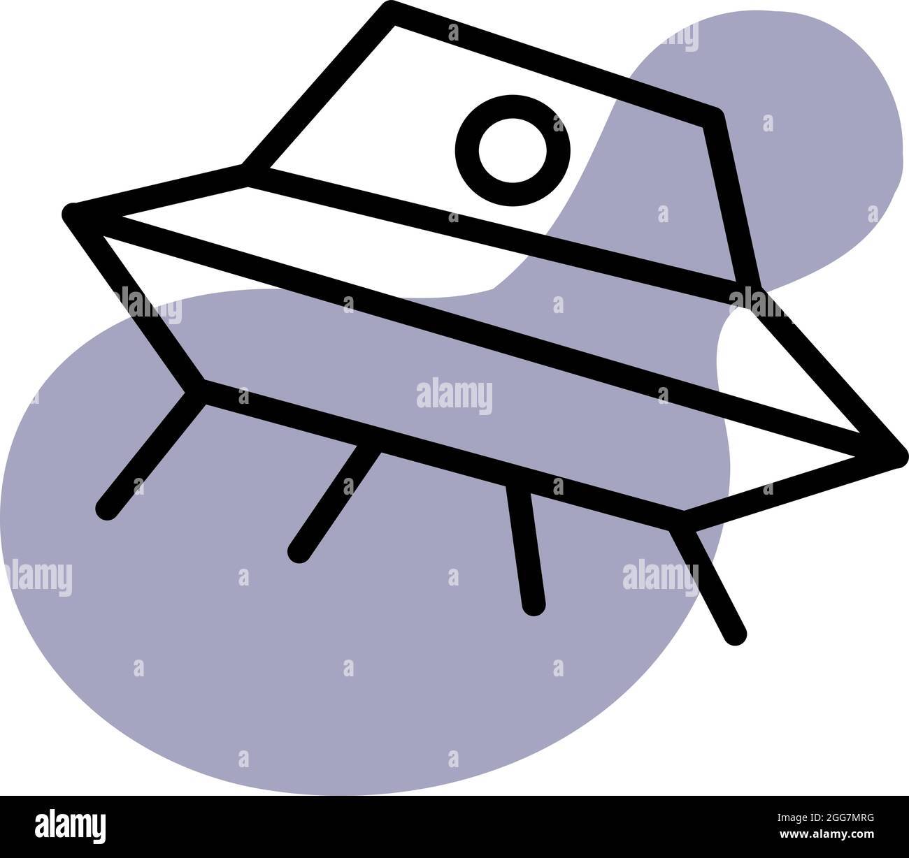 Alien-Raumschiff, Symbolillustration, Vektor auf weißem Hintergrund Stock Vektor