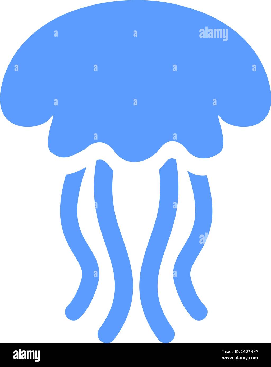 Blaue Qualle, Symbolillustration, Vektor auf weißem Hintergrund Stock Vektor