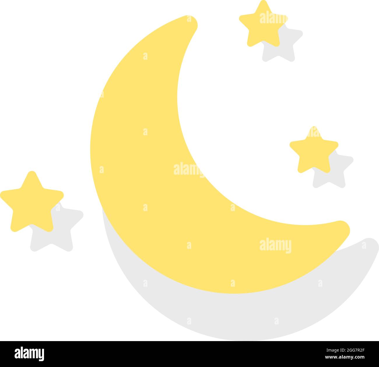 Junger Mond mit Sternen, Symbolillustration, Vektor auf weißem Hintergrund Stock Vektor