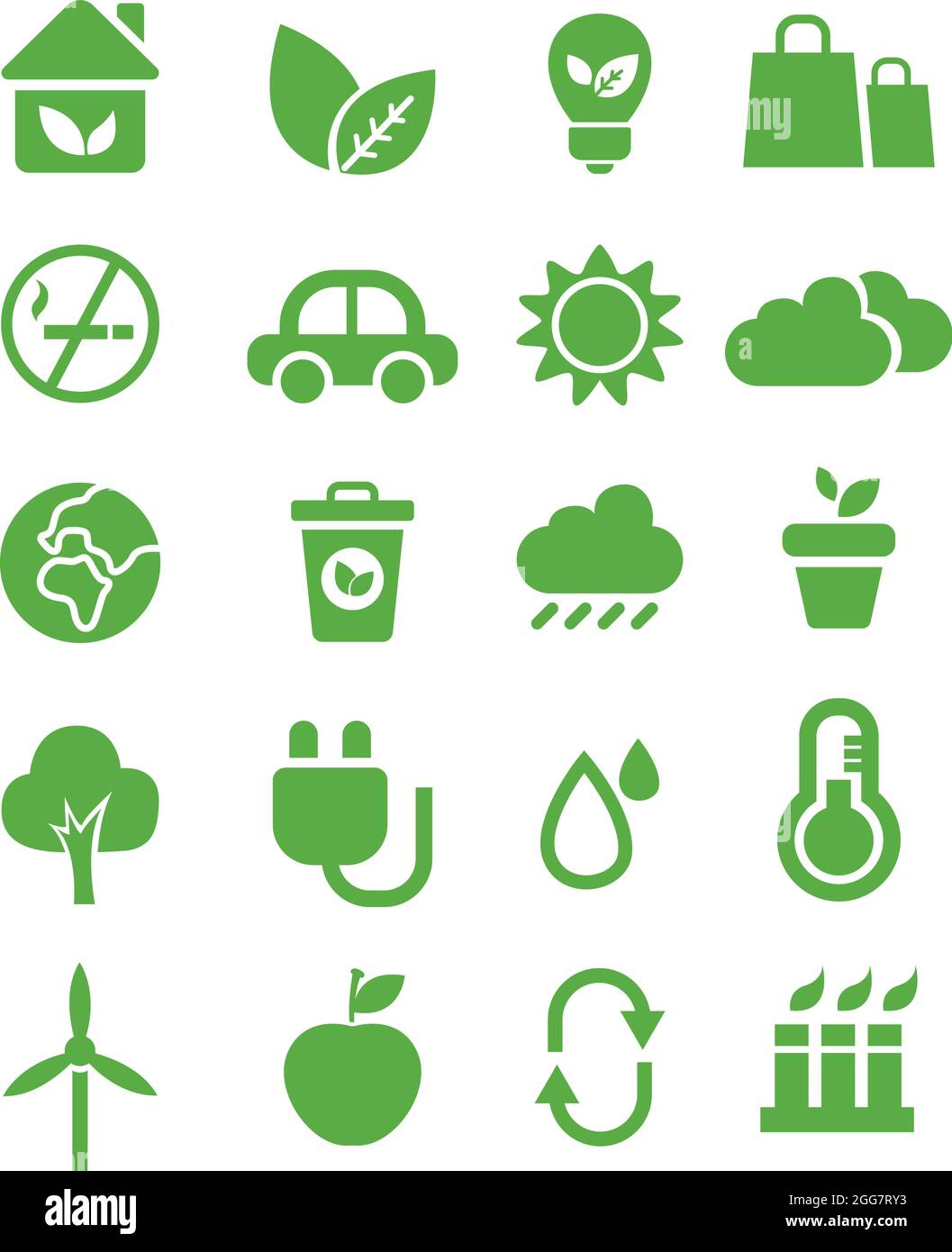 Grüner Planet, Illustration, auf weißem Hintergrund. Stock Vektor