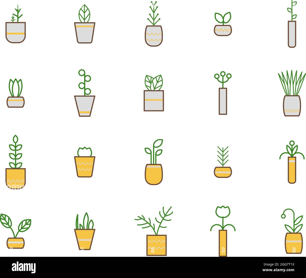Pflanzen im Topf, Illustration, auf weißem Hintergrund. Stock Vektor