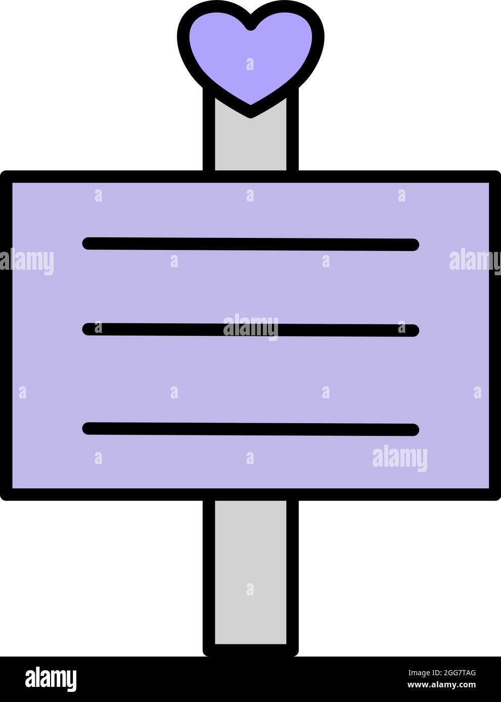 Liebe auf einer Plakatwand, Illustration, auf weißem Hintergrund. Stock Vektor