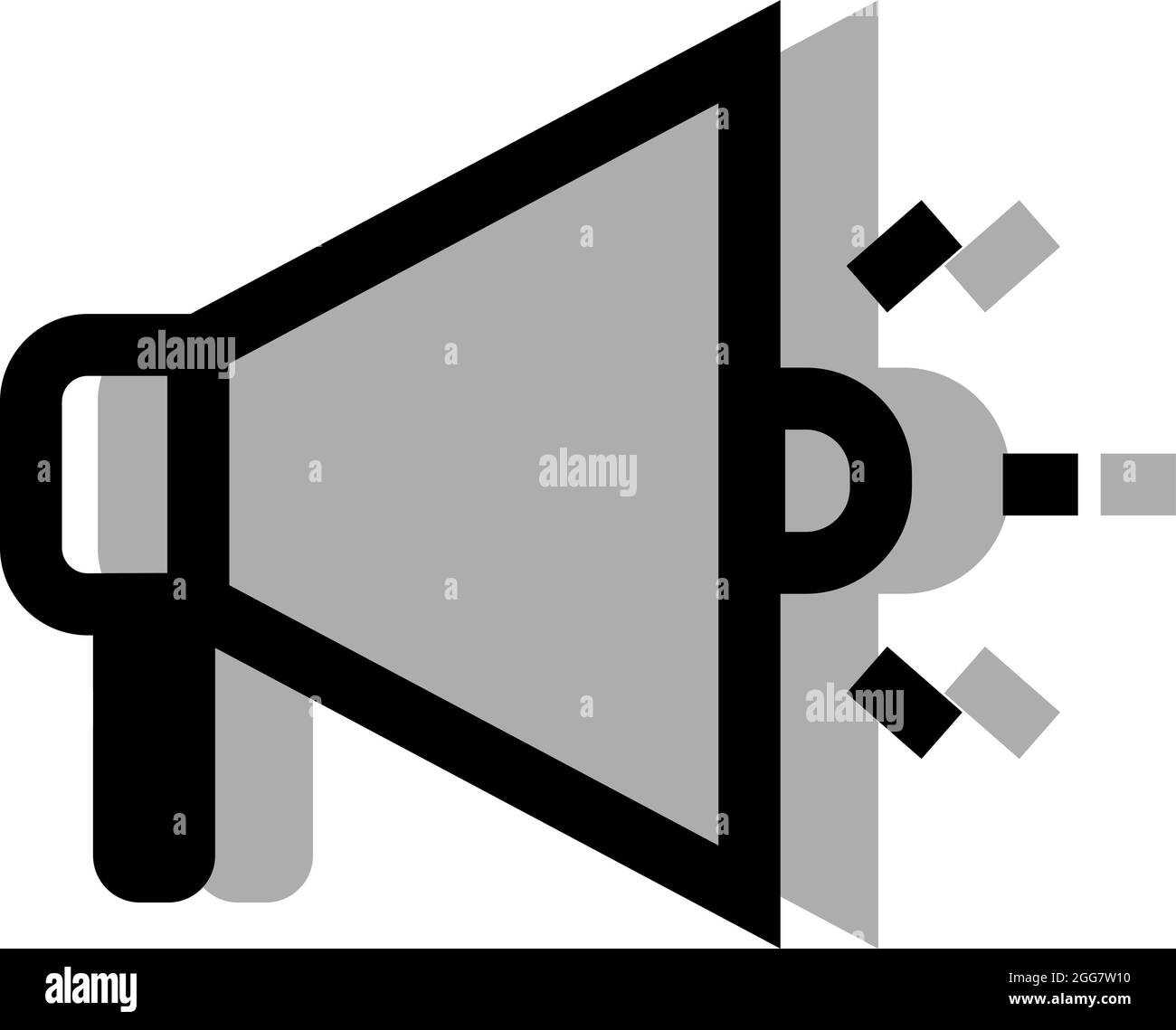 Graues Megaphon, Illustration, auf weißem Hintergrund. Stock Vektor