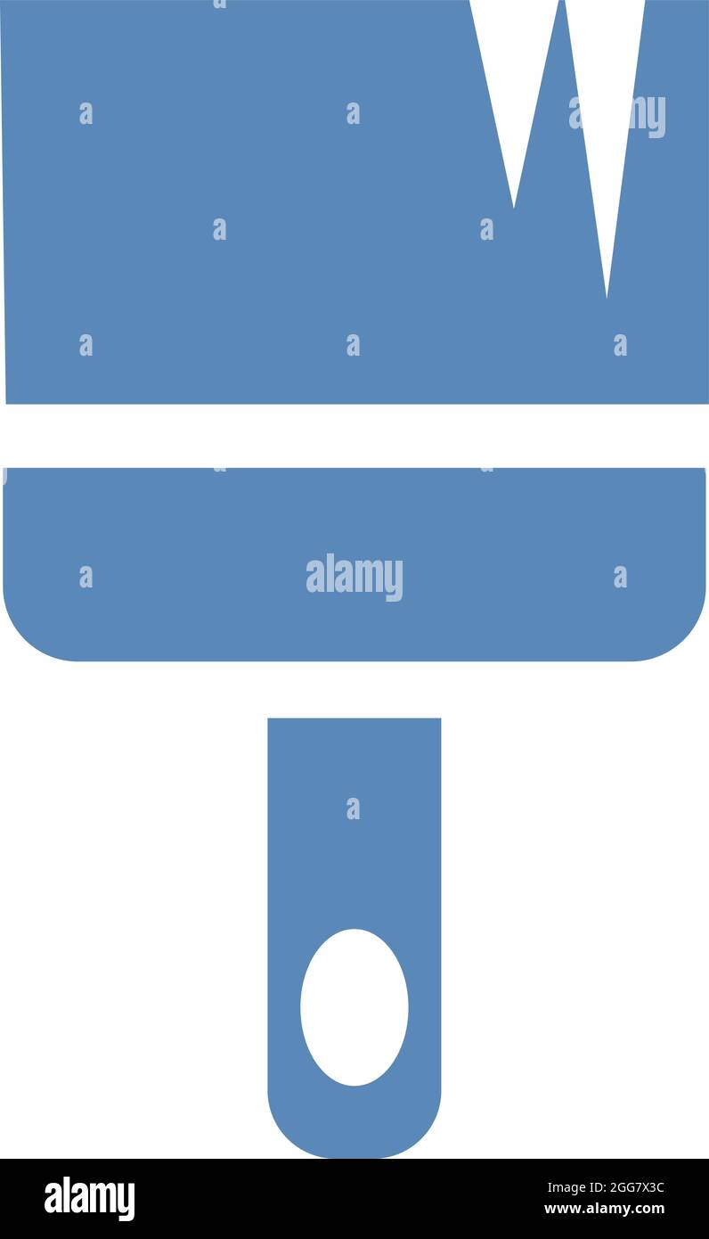 Blauer Malpinsel, Illustration, auf weißem Hintergrund. Stock Vektor