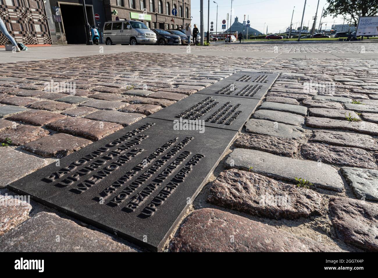 Riga, Lettland. August 2021. Gedenkstätte für die Opfer der sowjetischen Besatzung. An die Einwohner Lettlands Stockfoto