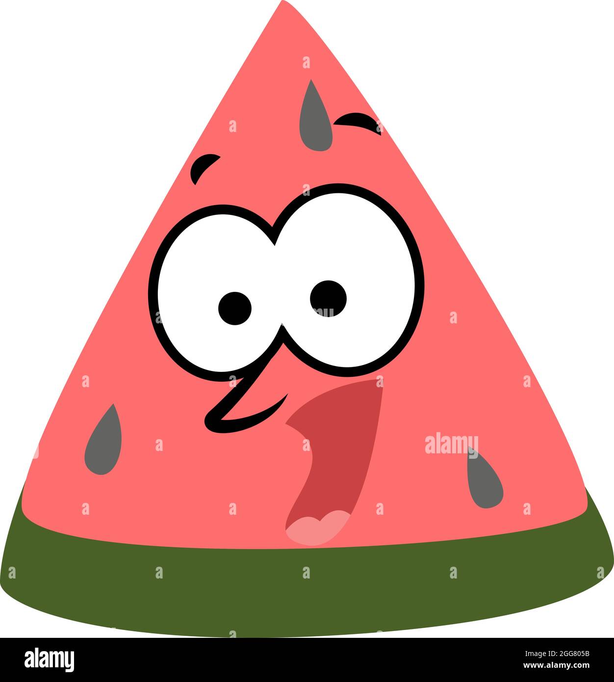 Aufgeregte Wassermelonenscheibe, Illustration, auf weißem Hintergrund. Stock Vektor