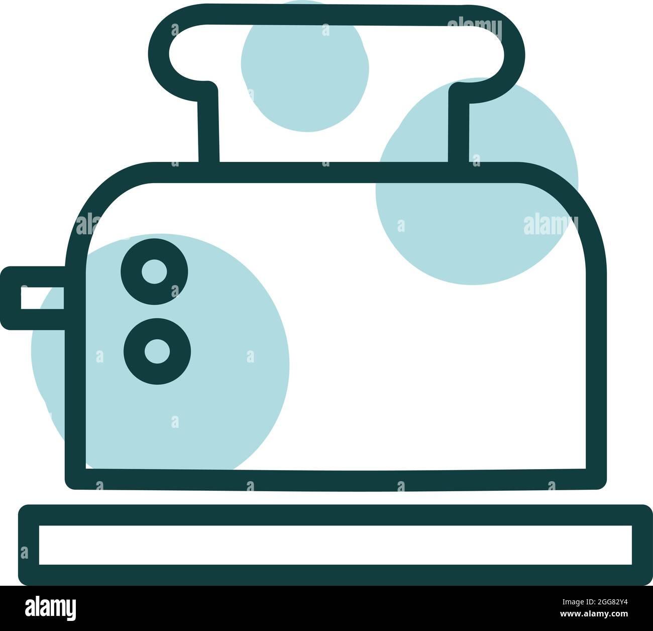 Toaster mit Toast, Abbildung, auf weißem Hintergrund. Stock Vektor