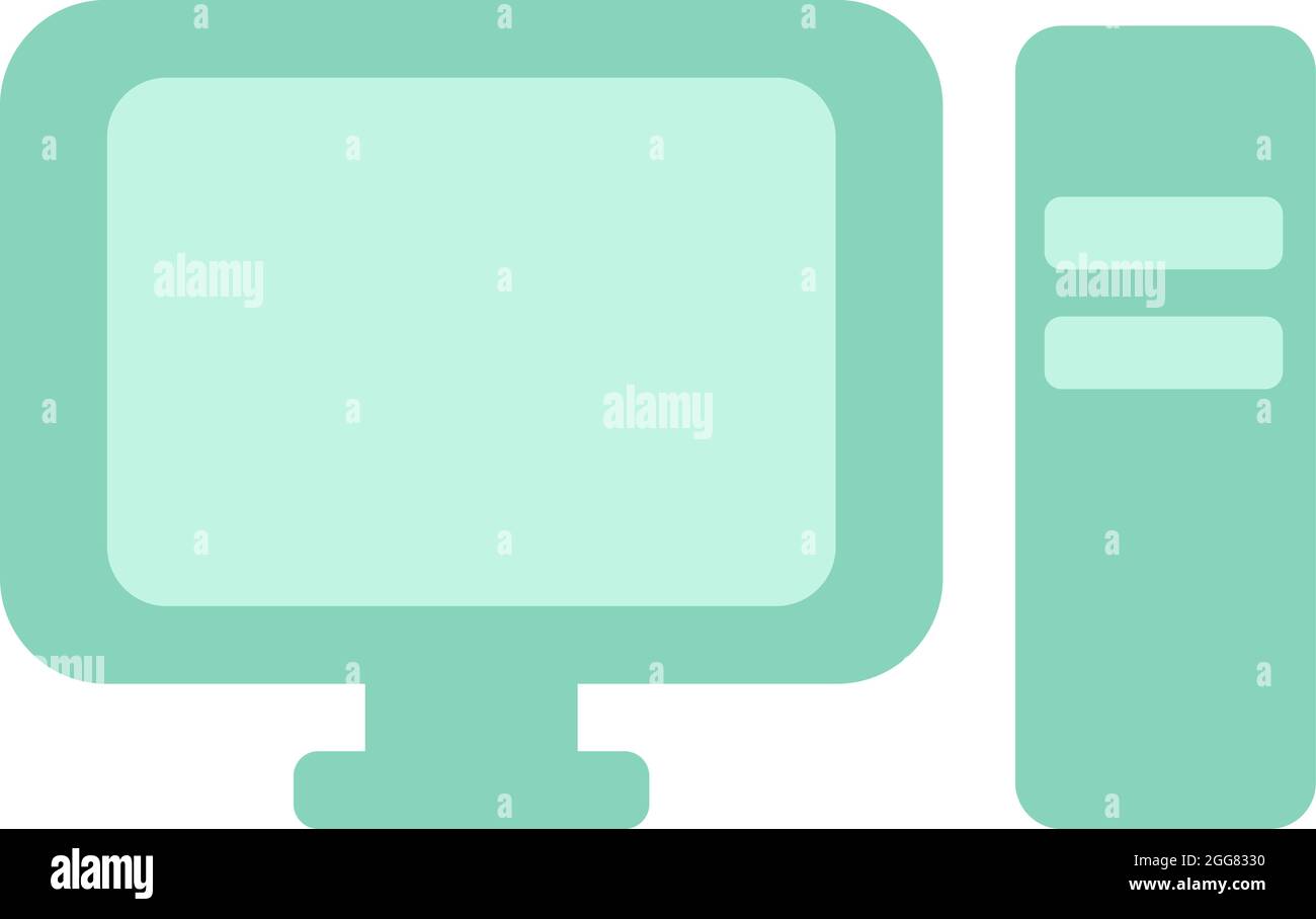 Bürocomputer, Abbildung, auf weißem Hintergrund. Stock Vektor