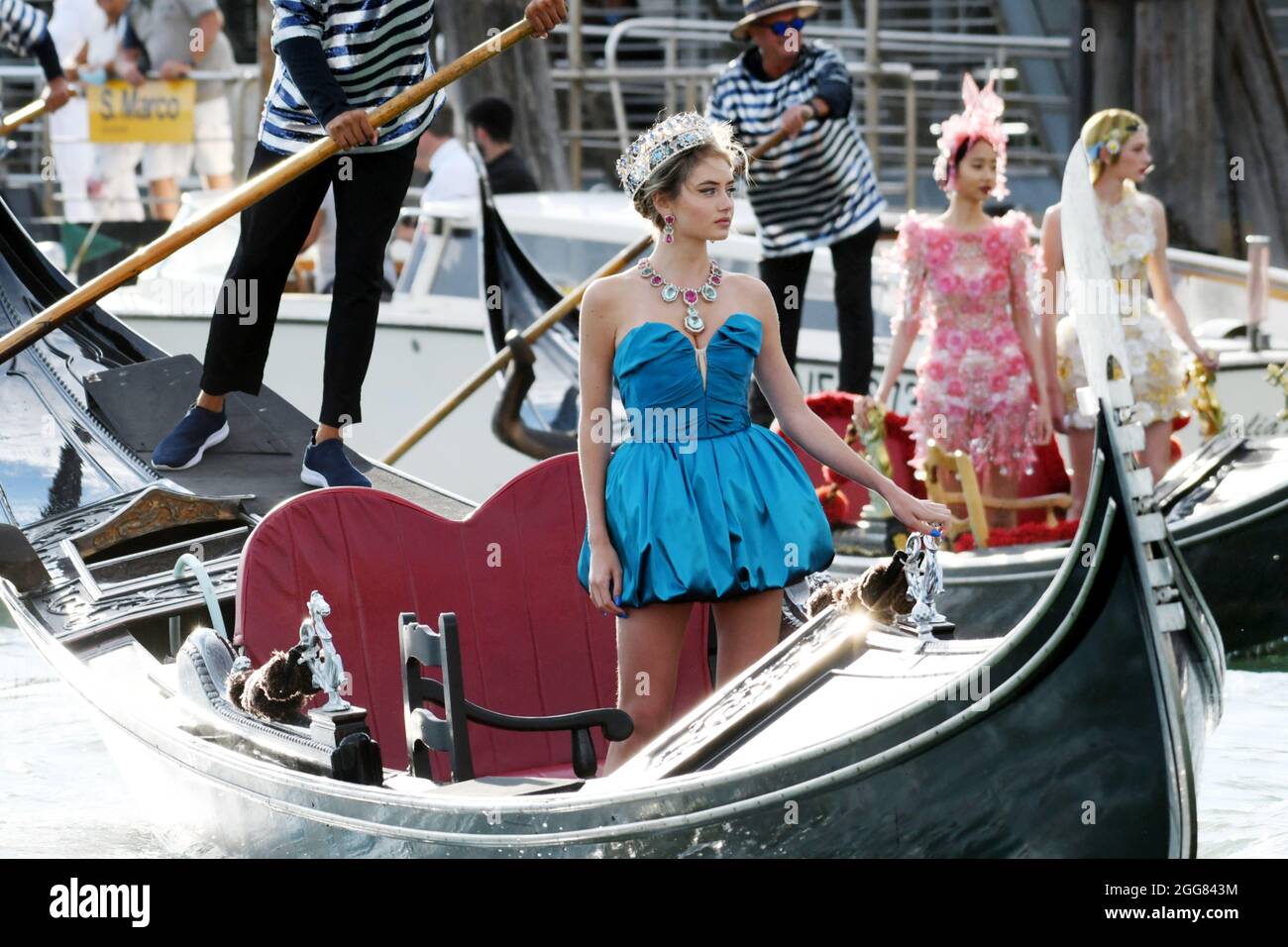 Venedig Italien August 2021 Venezia Evento Dolce And Gabbana Arrivi In Piazza San Marco 