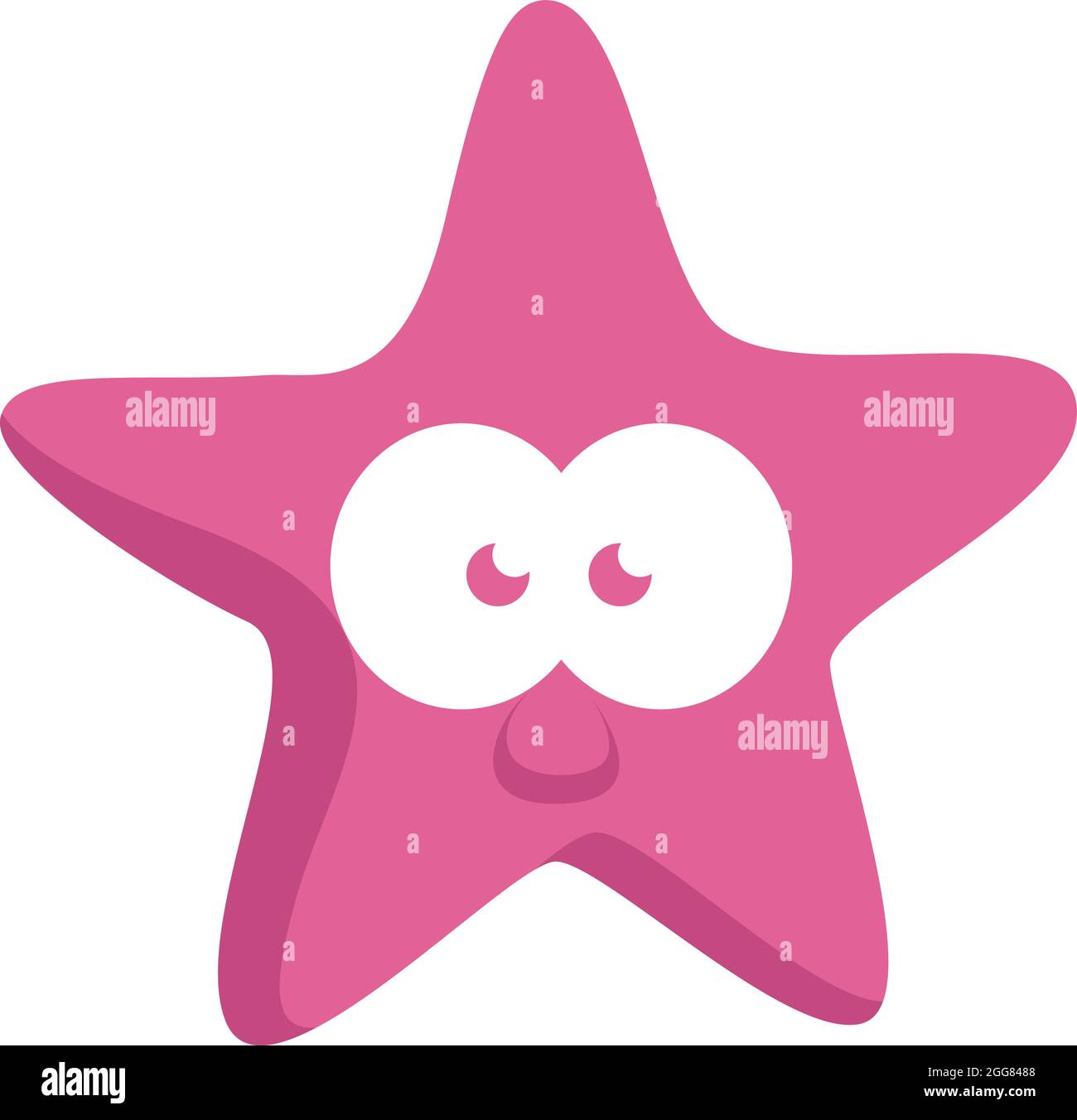Rosafarbener Seestar, Illustration, auf weißem Hintergrund. Stock Vektor