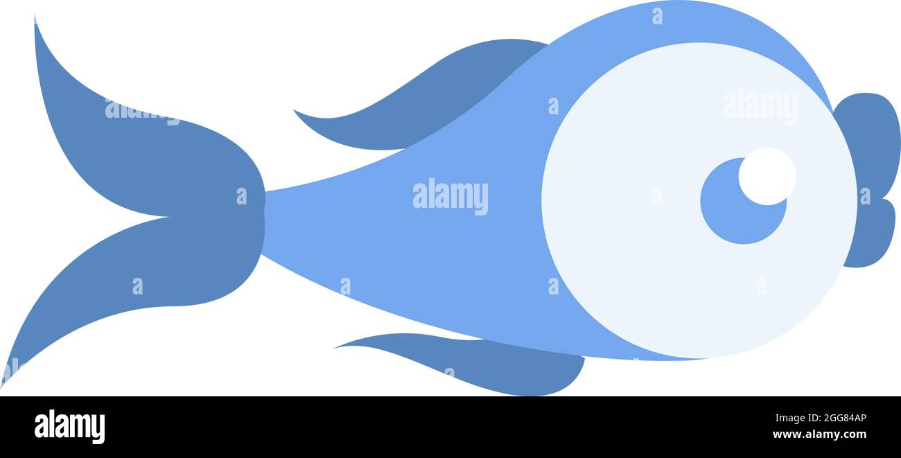 Blauer interessanter Fisch, Illustration, auf weißem Hintergrund. Stock Vektor
