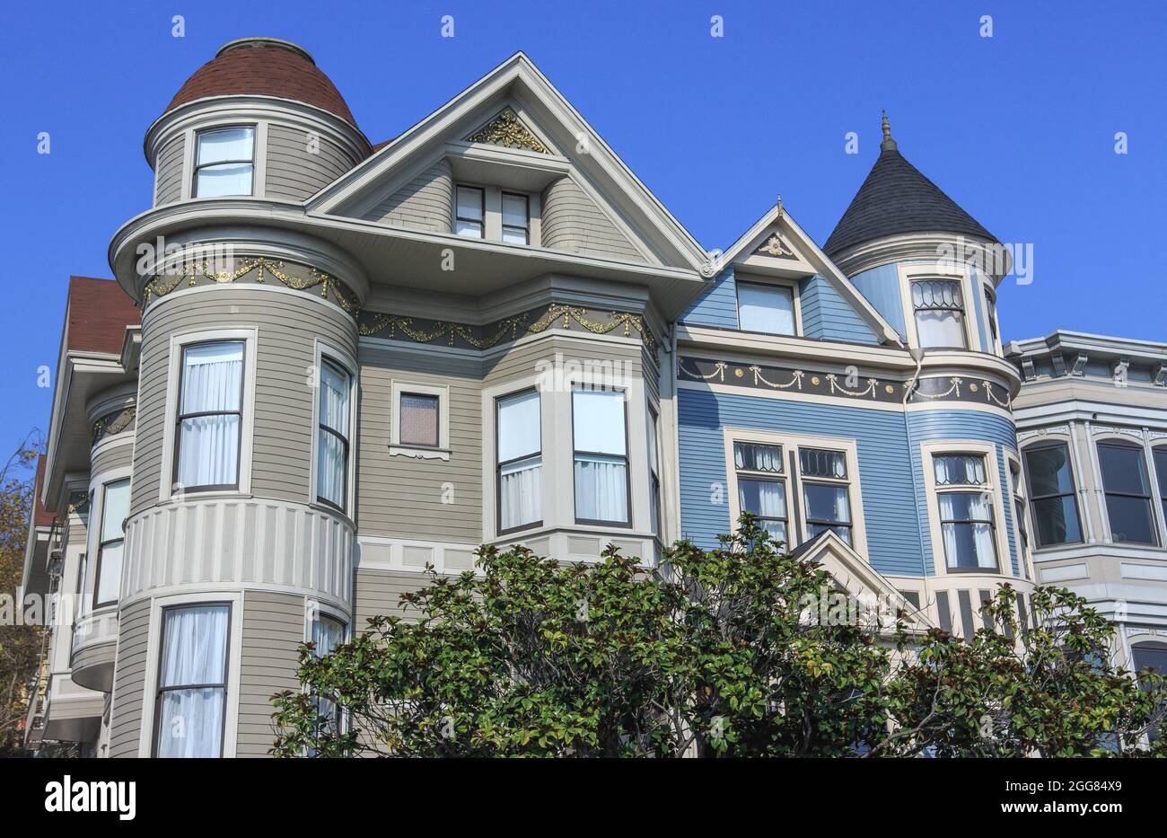 Blick auf schöne Häuser in San Francisco, Kalifornien Stockfoto