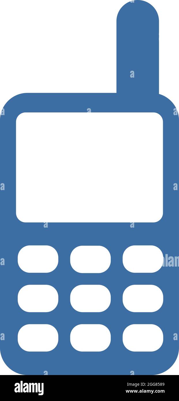 Blaues Handy im Retro-Stil, Illustration, auf weißem Hintergrund. Stock Vektor